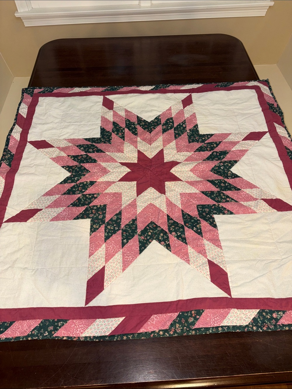 Hand Crafted pink Star Patchwork Quilt Square